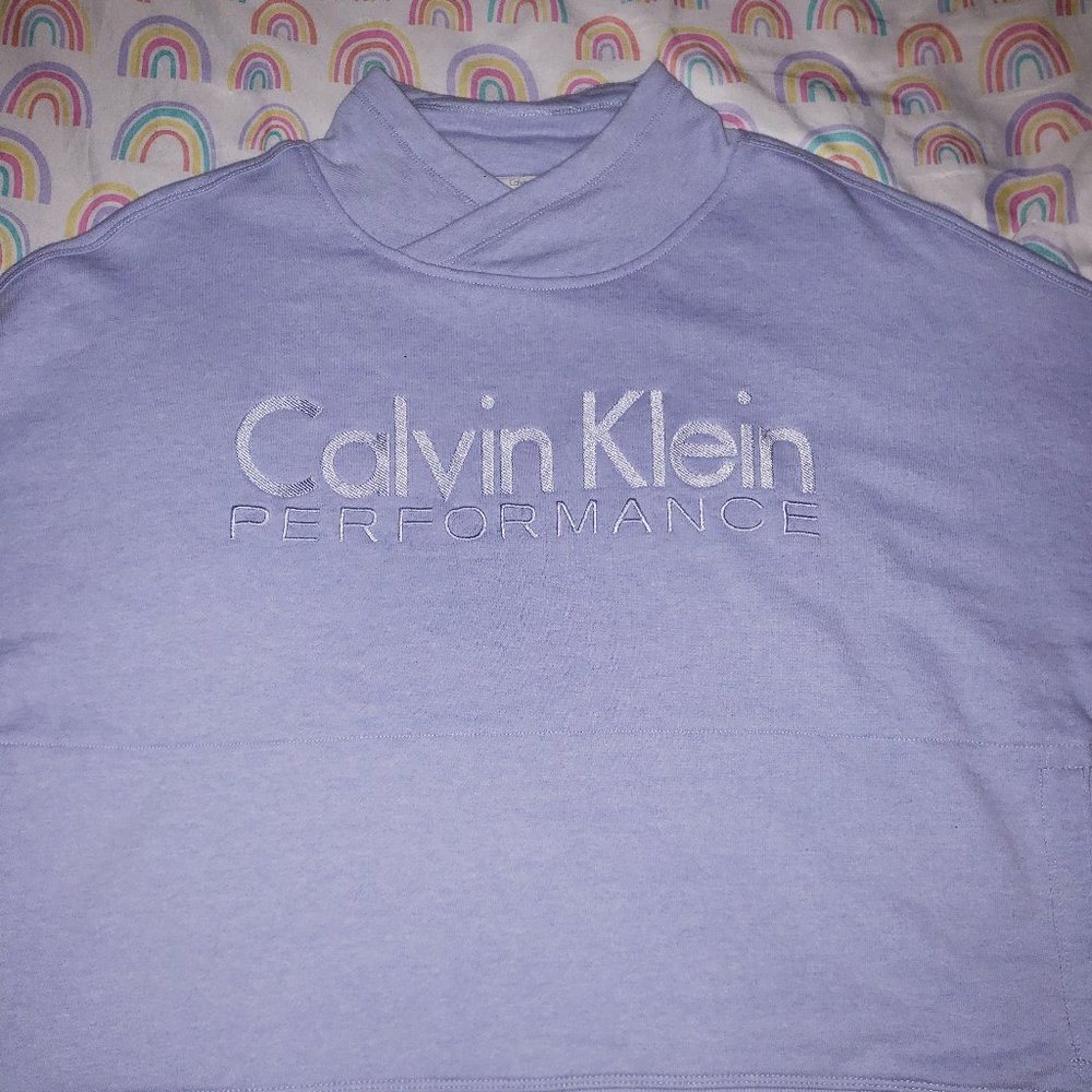 Calvin Klein Performance Embroidered Logo Dolman 3/4  Sleeve Sweatshirt Lilac - Picture 3 of 8